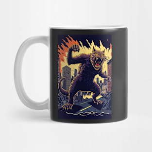 Giant Angry Cat attacking a city Mug